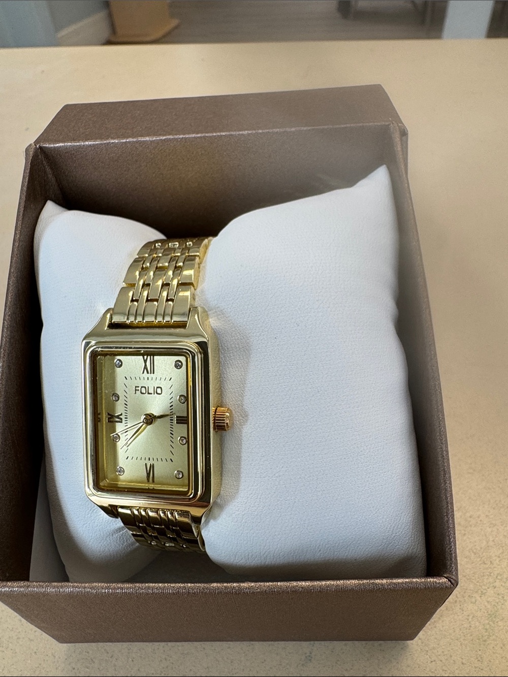 Women's Rectangular Gold Bracelet Watch